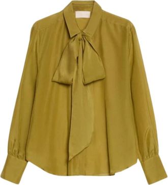 iBlues Overhemden, Dames, Groen, L, Katoen, Katoenen-zijden Blouse