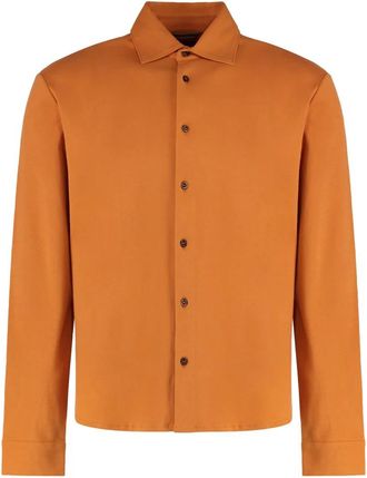 Moorer Oranje shirt met lange mouwen- veelzijdig en elegant - Heren - Casual Overhemden - Oranje - M - Katoen - Overhemden