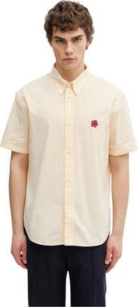 Kenzo Boke Flower Seersucker Shirt - Heren - Korte mouwen Overhemden - Beige - XL - Katoen - Overhemden