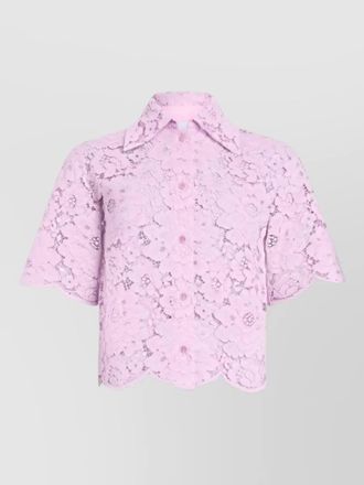 Patou lace shirt short sleeves scalloped hem