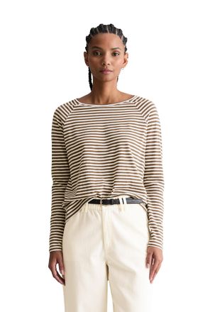 Marc O'Polo Denim Longsleeve MARC OPOLO DENIM, Damen, Gr. S, schwarz braun_multi, Jersey, Obermaterial: 100% Baumwolle, normal, Rundhals, Shirts Longsleeve, relaxed fit