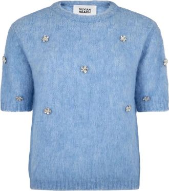 Silvian Heach Fluffy Sweater - Dames - Ronde hals truien - Blauw - L - Wol - Truien & Vesten
