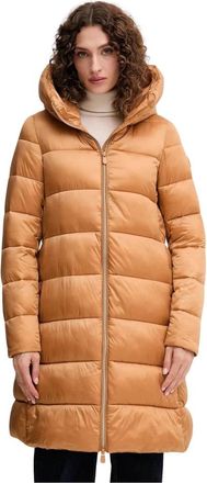Save The Duck Lysa Lange Gewatteerde Jas - Dames - Parka Jassen - Bruin - M - Leer - Jassen