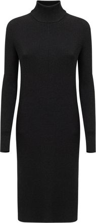 Bottega Veneta Ribbed Knit Long Dress - Dames - Casual kleedjes - Zwart - XS - Wol - Kleedjes