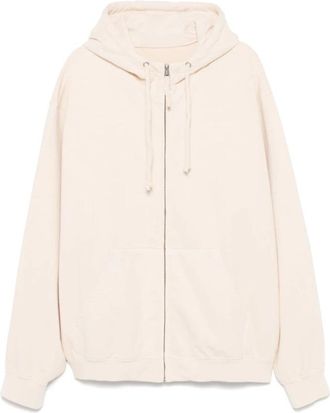 Maison Margiela Hoodie met geborduurd logo - Heren - Vesten met rits - Beige - S - Katoen - Hoodies & sweatvesten