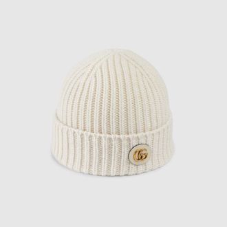 Gucci Wool Cashmere Hat With Double G, White