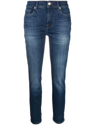 7 For All Mankind Jeans crop a vita media - Blu
