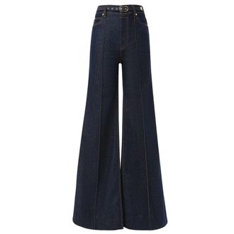 Zimmermann Wide Jeans, female, Black, W28, Dark Blue Belted-Embellishment Panel Jeans