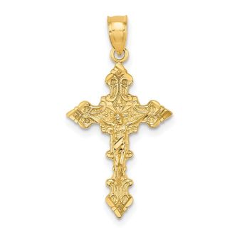 Diamond2Deal 14k Yellow Gold Crucifix Fancy Edges Charm