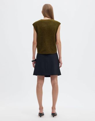 Selected canotta lavorata a maglia a coste con girocollo elasticizzata marrone-Verde