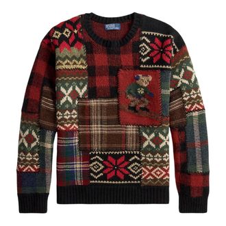 Ralph Lauren Round-neck Knitwear, male, Multicolor, S, Round Neck Jumper with Logo