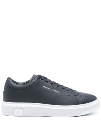 A|X Armani Exchange logo-print leather sneakers - men - Calf Leather/Calf Leather/Rubber - 10 - Blue