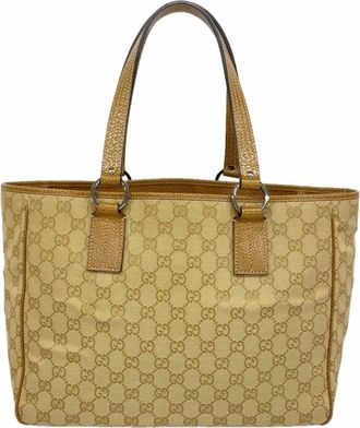 Gucci Beige Brown Canvas Tote Bag (Pre-Owned)