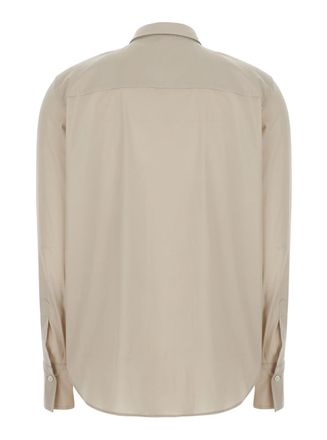Brunello Cucinelli Womens Shirt With Monil Collar, Beige Cotton Blouses