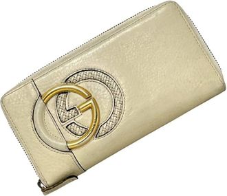 Gucci Beige Leather Long Wallet (Bi-Fold) (Pre-Owned)