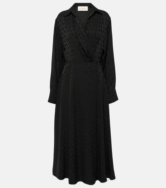 Valentino Monogram silk midi dress