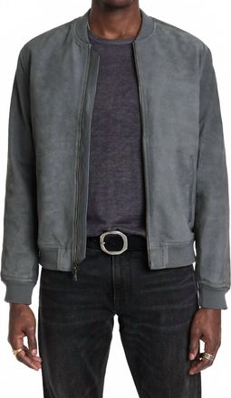 John Varvatos Suede Leather Jacket In Blue Smoke