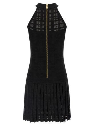 Balmain Gold Button-Embellished Knit Dress - Black
