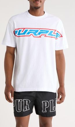 Purple Oversize Textured Cotton Jersey Graphic T-Shirt in White at Nordstrom, Size Xx-Large