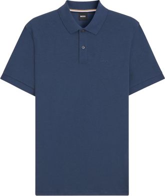 BOSS logo-embroidered polo shirt - Blue