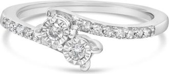 House of Brilliance 10K White Gold 1/4 Cttw Two-Stone Diamond Bypass Engagement Ring