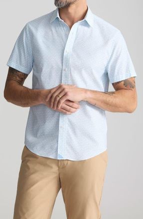 UNTUCKit Crab Print Short Sleeve Performance Button-Up Shirt in Blue at Nordstrom, Size X-Large