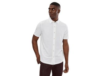 Johnston & Murphy Bennett Short-sleeve Knit Shirt Mens Clothing White Honeycomb : 2XL, Polyester/Rayon/Spandex