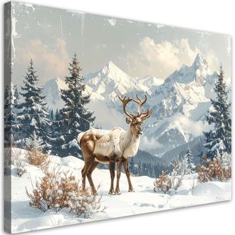 Feeby Impresi&oacute;n De Imagen, Renos Invierno Nieve Paisaje De Monta&ntilde;a, 120x80