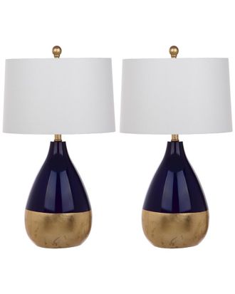 Safavieh Set Of 2 Kingship 24In Navy And Gold Table Lamps
