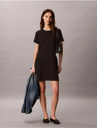 Calvin Klein Jeans Calvin Klein Womens Tipping Stripe T-Shirt Dress - Black - XL