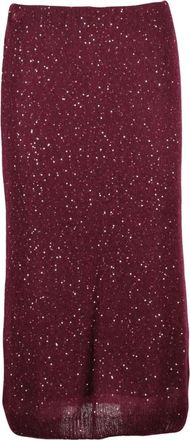 Nude Midi rok van gebreide stof - Dames - Midirokken - Rood - M - Polyester - Rokken
