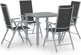 vidaXL 5 Piece Garden Dining Set Aluminium Silver and Black vidaXL