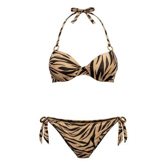 Twinset Bikinis, female, Multicolor, Size: XL Zebra Print Push-Up Bikini