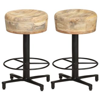 vidaXL Asientos De Barra 2 Pcs 52 Cm De Manguera Masiva De Madera