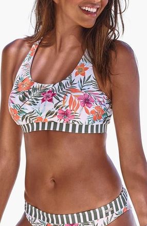 Lascana Womens Mixed Print Scoop Bikini Top in White Printed at Nordstrom, Size 12