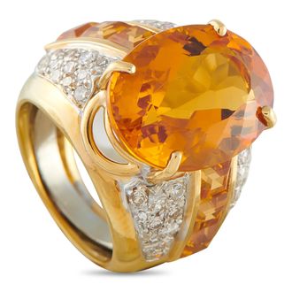 Luxury Bazaar 18K Yellow Gold 0.48ct Diamond and Citrine Ring MF17-050626