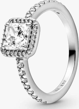 Pandora Sterling Silver Square Sparkle Halo Ring, Size 48