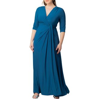 Kiyonna Evening Romance Stretch Jersey Gown in Aegean Blue at Nordstrom, Size 4X