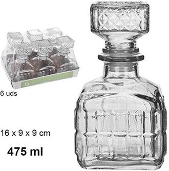 Trade Shop Trade Shop - 6 Bottiglia Vintage Per Liquore Wiskey Cognac Scotch In Vetro Con Tappo 9x16cm