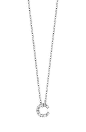Bony Levy Diamond Pavé Initial Pendant Necklace in 18K White Gold - C at Nordstrom, Size 18 In