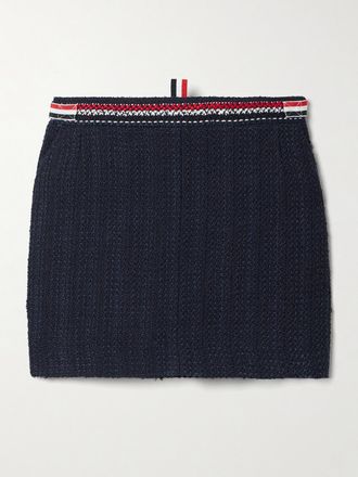 Thom Browne Minigonna In Tweed Di Misto Cotone Con Righe - Blu