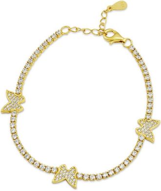 Savvy Cie Jewels Silver Cz Station Bracelet
