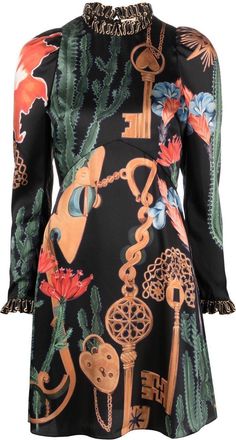 Temperley London Palomino-print minidress - women - Polyester/Recycled Polyester/Viscose - 6 - Black