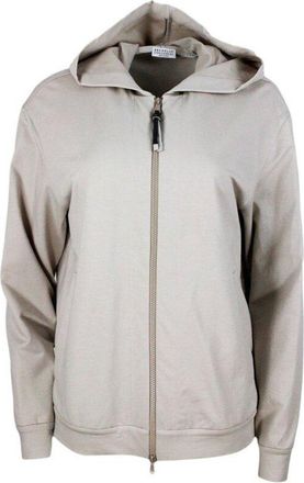 Brunello Cucinelli Light Beige Zip Hoodie, Size X-Small