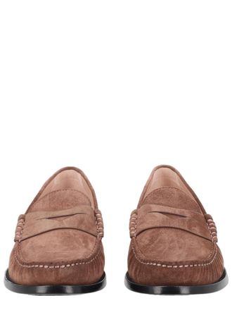 Stuart Weitzman Brown Classic Stitched Suede Loafers