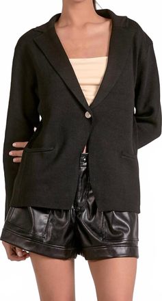 Elan Womens Sweater Blazer In Black