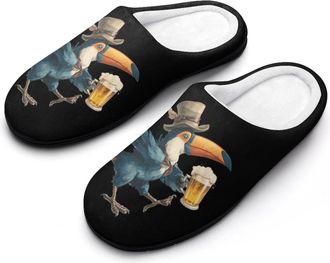 Generic Toucan Beer Drinking Bird Men Slippers Funny House Shoes Cotton Slipper for Indoor Outdoor
