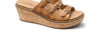 Corkys Footwear WomenS Dont Mind Me Wedge Sandal In Cognac Crinkle