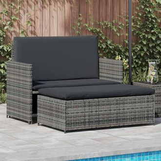 vidaXL Vidaxl - Set De Muebles De Jard&iacute;n 2 Pzas Y Cojines Rat&aacute;n Sint&eacute;tico Gris