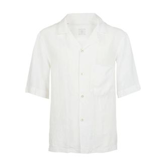 Eleventy Short Sleeve Linen Bowling Shirt